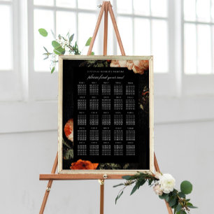 Dark Moody Romantic Floral Dutch Wedding Seating Poster