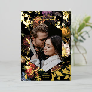 Dark Moody Romantic Floral Photo Save the Date