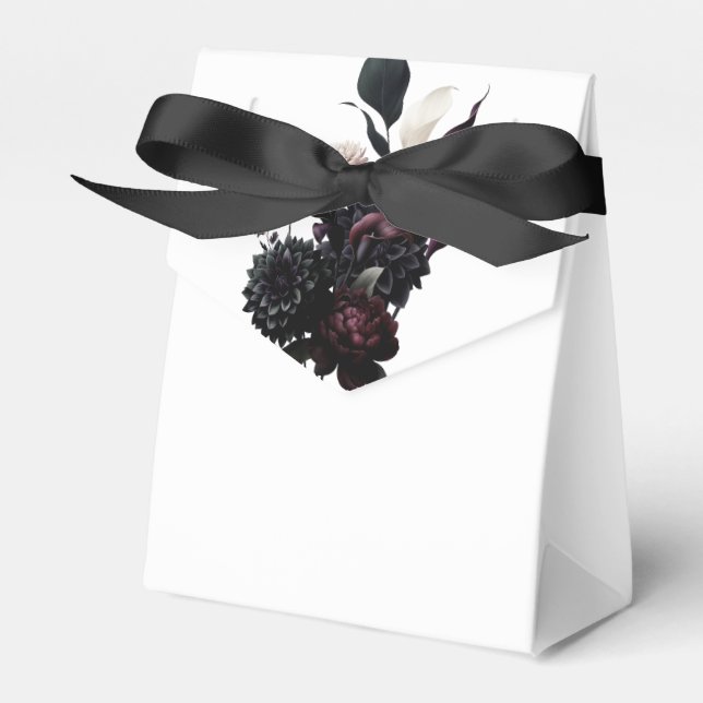 Dark Moody Romantic Floral Wedding Favour Favour Box (Front Side)