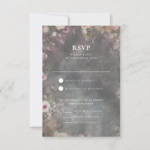 Dark Moody Romantic Floral Wedding Reception RSVP Card