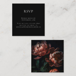 Dark Moody Romantic Floral Wedding RSVP Enclosure Card