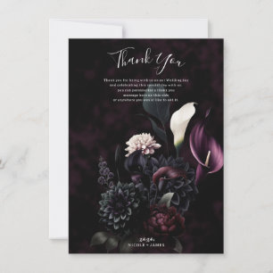 Dark Moody Romantic Floral Wedding Thank You Invitation