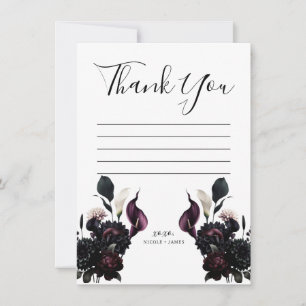 Dark Moody Romantic Floral Wedding Thank You Invitation