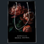 Dark Moody Romantic Florals Bridal Shower Medium Gift Bag<br><div class="desc">Dark Moody Romantic Floral Bridal Shower gift bag or guest favour bag.</div>