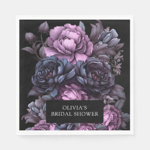 Dark Moody Romantic Florals Bridal Shower Napkins