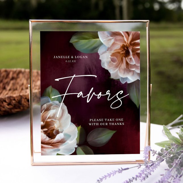 Dark + Moody Rustic Favors Tabletop Wedding Sign (Creator Uploaded)