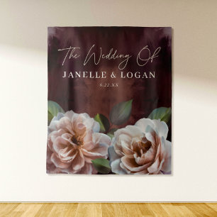 Dark + Moody Rustic Floral Wedding Backdrop Tapestry