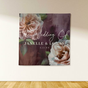 Dark + Moody Rustic Floral Wedding Backdrop Tapestry