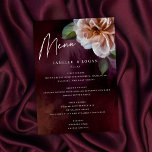 Dark   Moody Rustic Floral Wedding Menu Card<br><div class="desc">Beautiful painted flowers on a painted dark background paired with elegant typography give this wedding reception menu card dark,  moody and romantic style. Simply edit the template with your name,  info,  and choose any options. Coordinating wedding items are available in our store or see the design collection... </div>