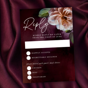 Dark + Moody Rustic Floral Wedding Reply Card