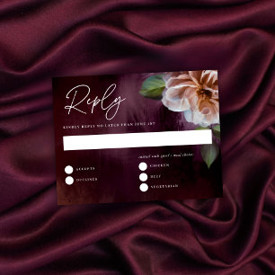 Dark + Moody Rustic Floral Wedding Reply Card