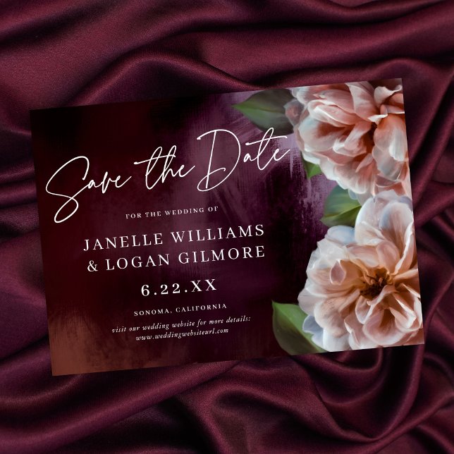 Dark + Moody Rustic Floral Wedding Save The Date Invitation (Creator Uploaded)