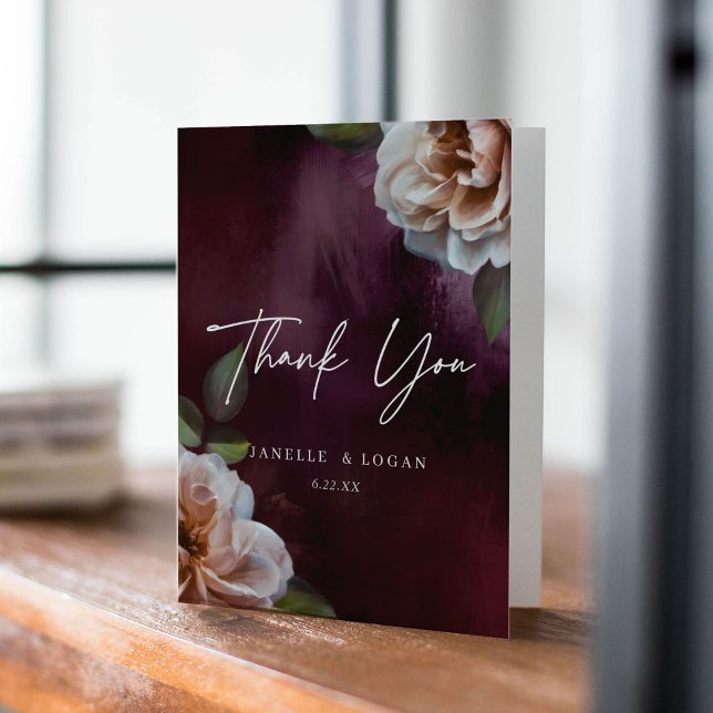 Dark + Moody Rustic Floral Wedding Thank You (Creator Uploaded)