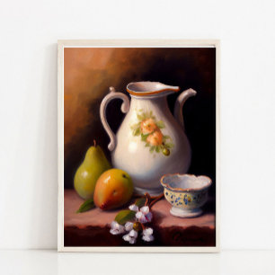Dark Moody Still Life Painting, Kitchen Still Life Poster