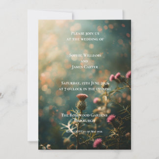 Dark Moody Thistle Wedding Invitation | Scotland