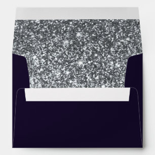 Dark Moody Trees Glitter Silver Navy Blue Winter  Envelope