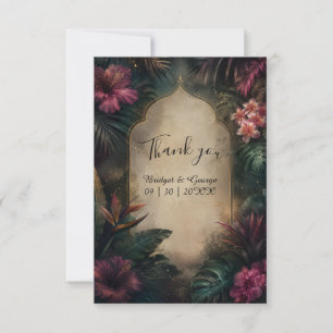 Dark Moody Tropical Hawaii Wedding vintage Thank You Card
