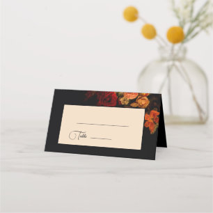 Dark Moody Vintage Fine Art Flowers Wedding Place Card