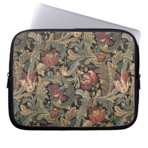Dark Moody Vintage Floral Botanical Pattern Laptop Sleeve