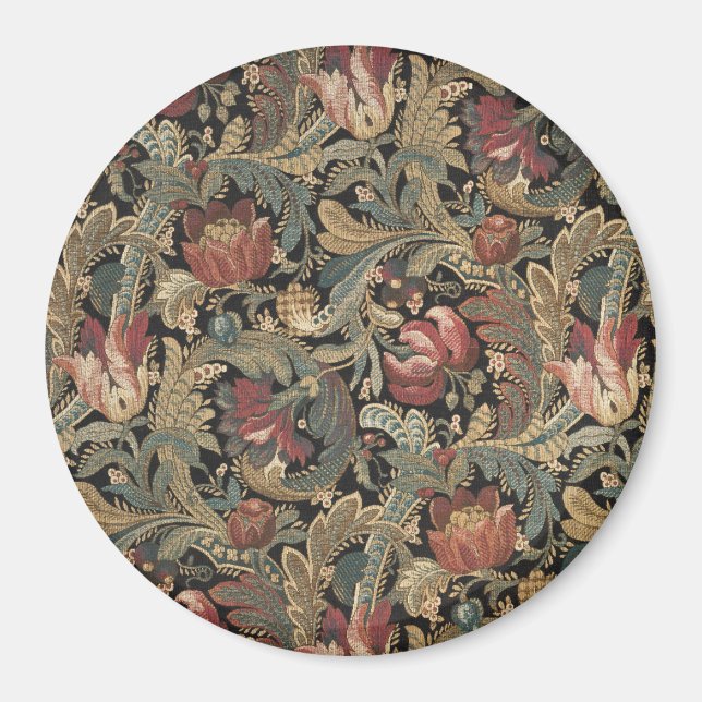 Dark Moody Vintage Floral Botanical Pattern Magnet (Front)