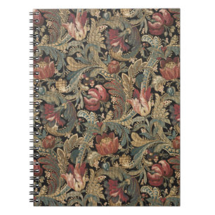 Dark Moody Vintage Floral Botanical Pattern Notebook