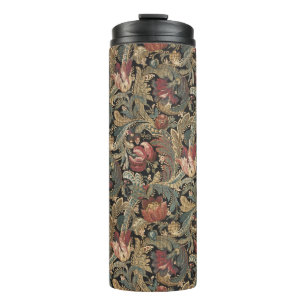 Dark Moody Vintage Floral Botanical Pattern Thermal Tumbler