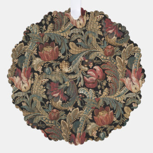 Dark Moody Vintage Floral Botanical Pattern Tree Decoration Card