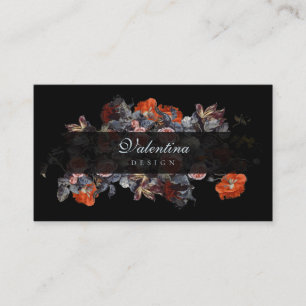 Dark Moody Vintage Floral Bouquet Business Cards