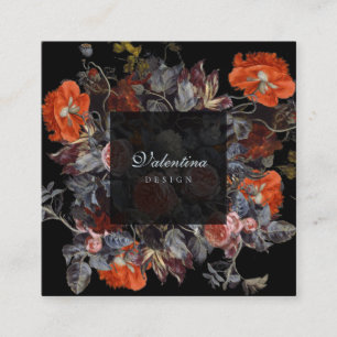 Dark Moody Vintage Floral Bouquet Business Cards 2