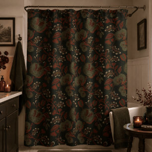 Dark Moody Vintage Floral Gothic Cottage Shower Curtain