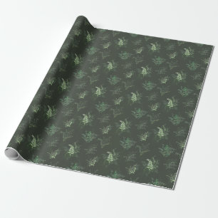 Dark Moody Woodland Greenery Green Plants Gift Wrapping Paper