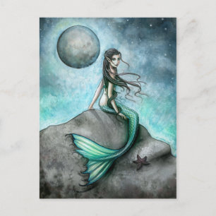 Dark Moon Meramid Fantasy Art Postcard