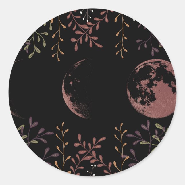 Dark Moon Phases  Classic Round Sticker (Front)