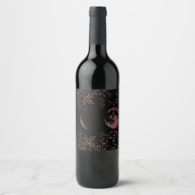 Dark Moon Phases Wine Label (Front)