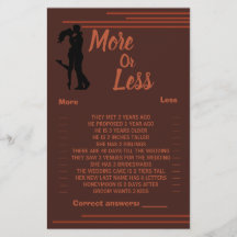 Dark, More or Less Couples, Shower Game Card Flyer