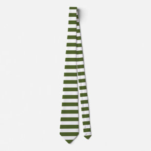 Dark Moss Green and White Stripes Tie