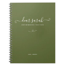 Dark Moss Green Couple Memory Keepsake Notebook