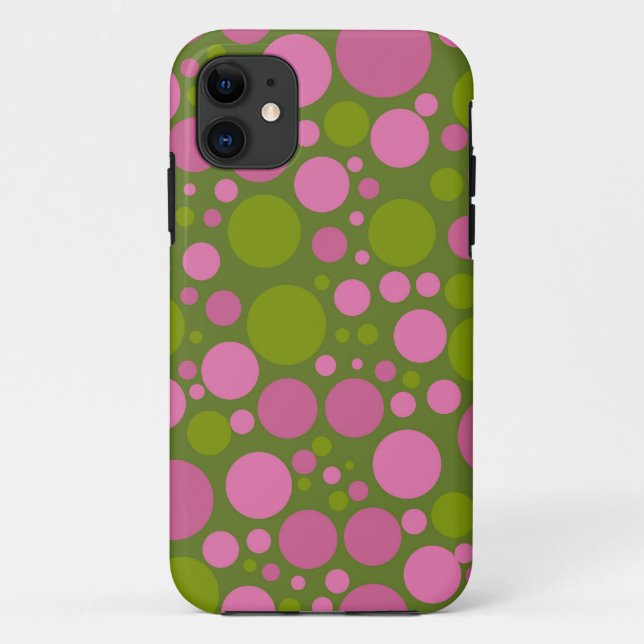 Dark Moss Green & Dark Pink Polka Dots Case-Mate iPhone Case (Back)