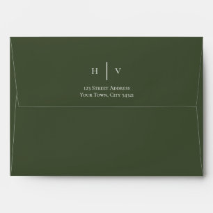 dark moss green maple leaves wedding envelope