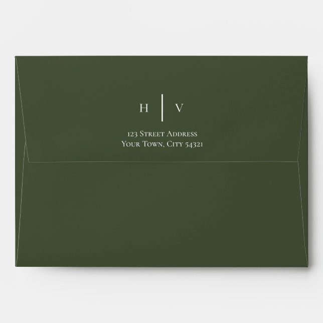 dark moss green maple leaves wedding envelope (Back (Top Flap))