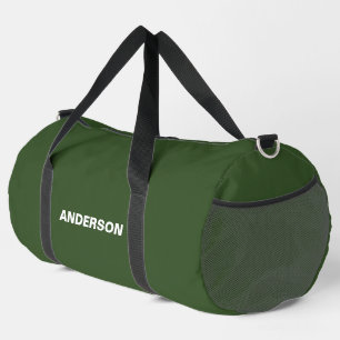 Dark Moss Green Solid Colour Custom name  Duffle Bag