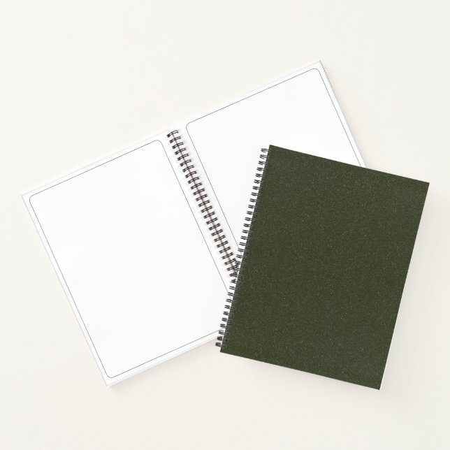 Dark Moss Green Spiral Sketchbook – Customisable Notebook (Inside)