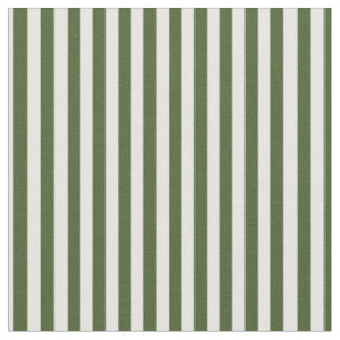 Dark Moss Green & White Stripes Fabric