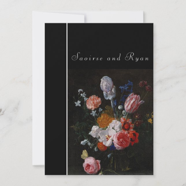 Dark Multicolor Floral Wedding Invitations (Front)