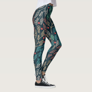 Dark Multicolor Leaves   Leggings