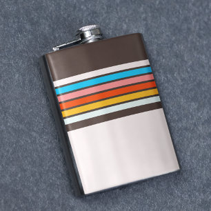 Dark Multicolor Vintage Style Stripes Hip Flask