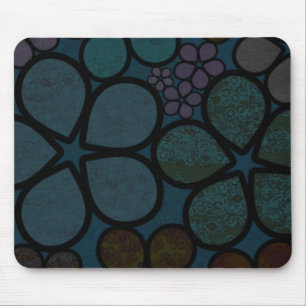 Dark Multicolored Modern Textured Circle Florals Mouse Mat