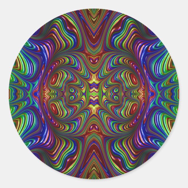 ~ Dark Multicoloured Fractal ~ Classic Round Sticker (Front)