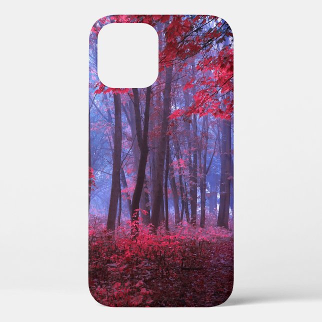 Dark mysterious forest in pink tones. Mystical aut Case-Mate iPhone Case (Back)
