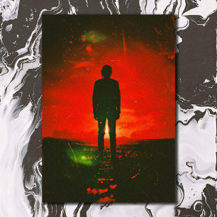 Dark Mystery Horror Man standing in field Postcard